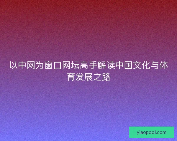 以中网为窗口网坛高手解读中国文化与体育发展之路